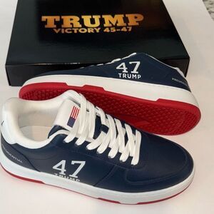 New in Box TRUMP 47 Presidential sneakers red/white/blue leather W 8 1/2/M 7